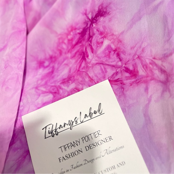 TIFFANYSLABEL PINK/LAVENDER/PURPLE SHEER TIE-DYE DRESS W/EMBELLISHMENT - Picture 4 of 10
